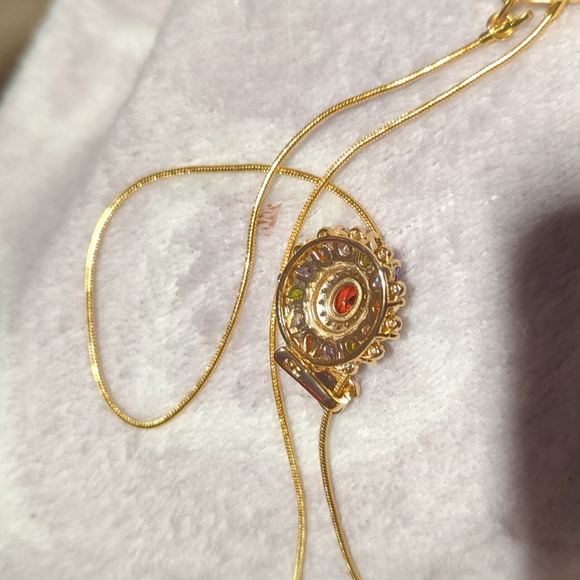 Gold plated chain and pendant beautiful diamond circle of hope life faith trust - Picture 3 of 5